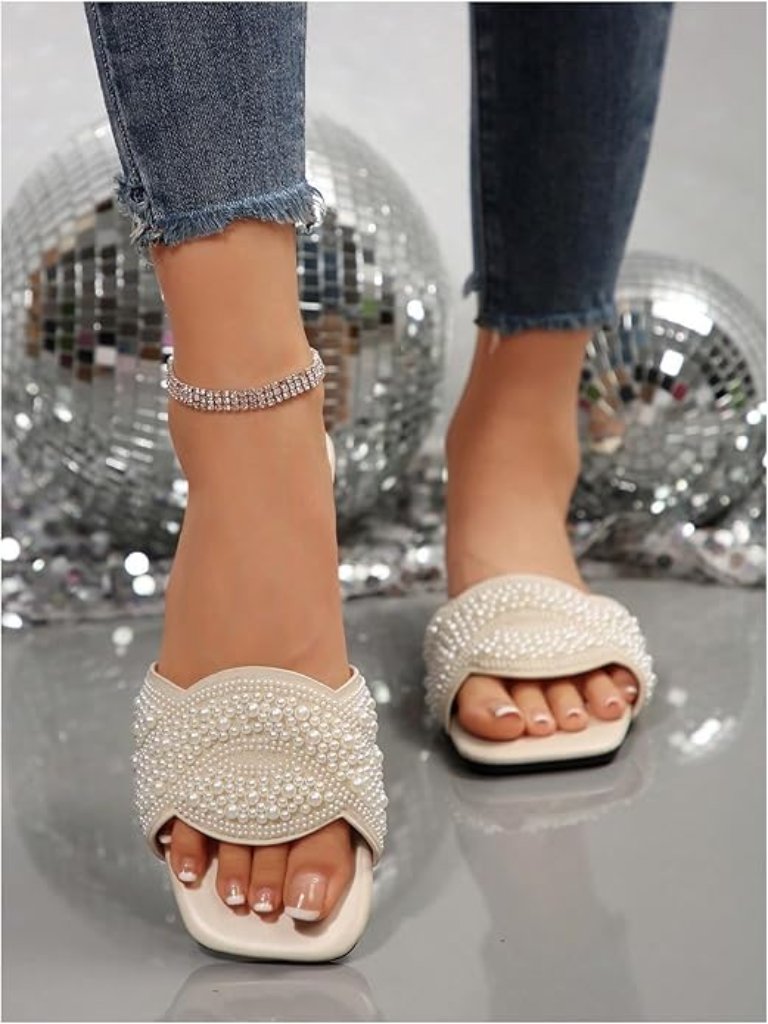Dressy Square Toe Slip On Flats Sandals
